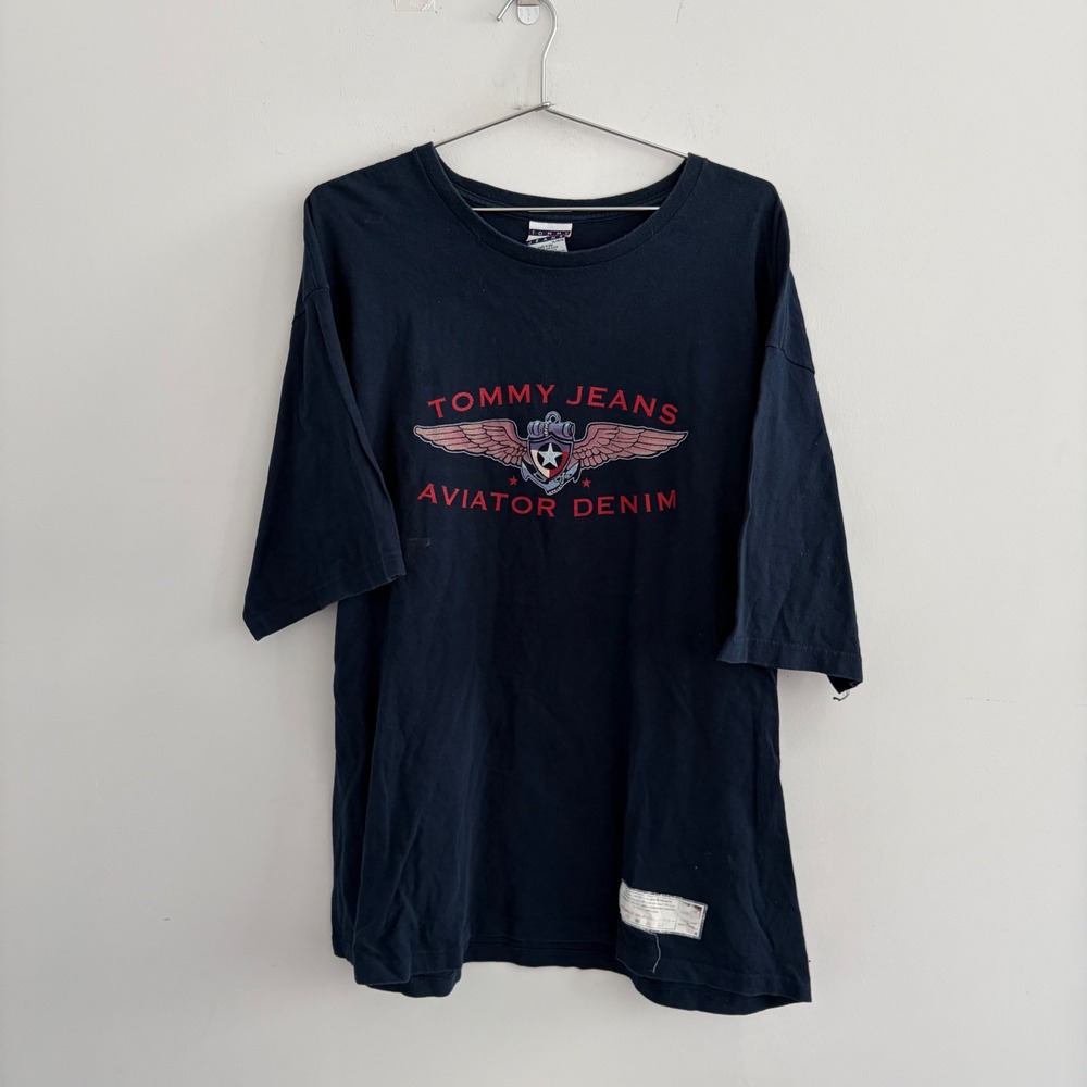 Tommy Jeans Aviator Denim Graphic T-Shirt Navy Blue XL